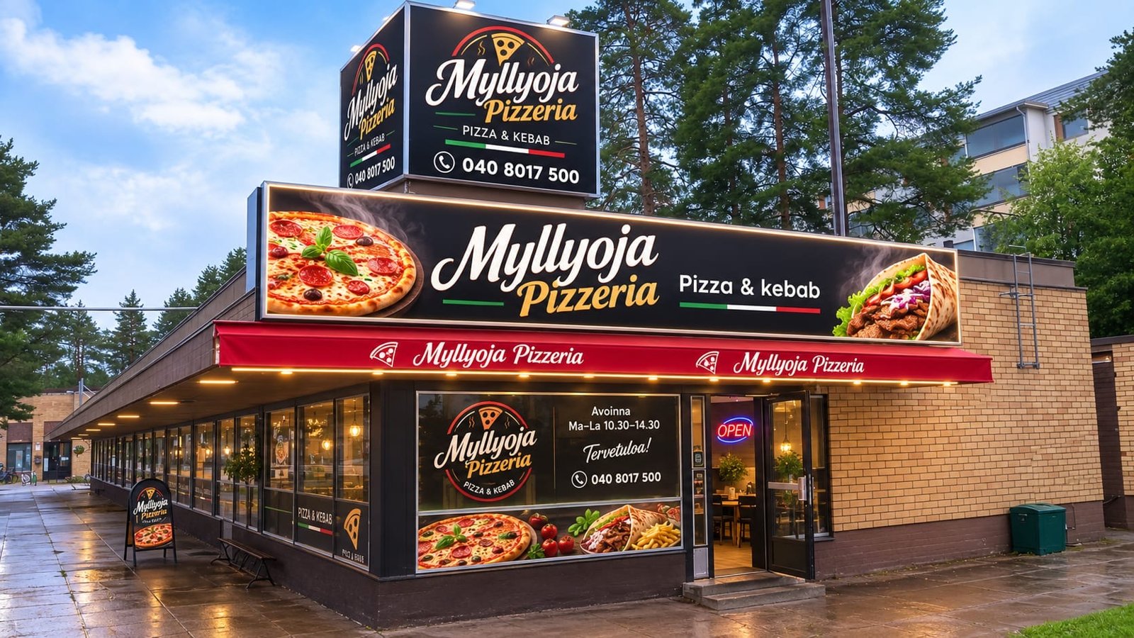 Myllyojan Pizzerian ravintolan julkisivu